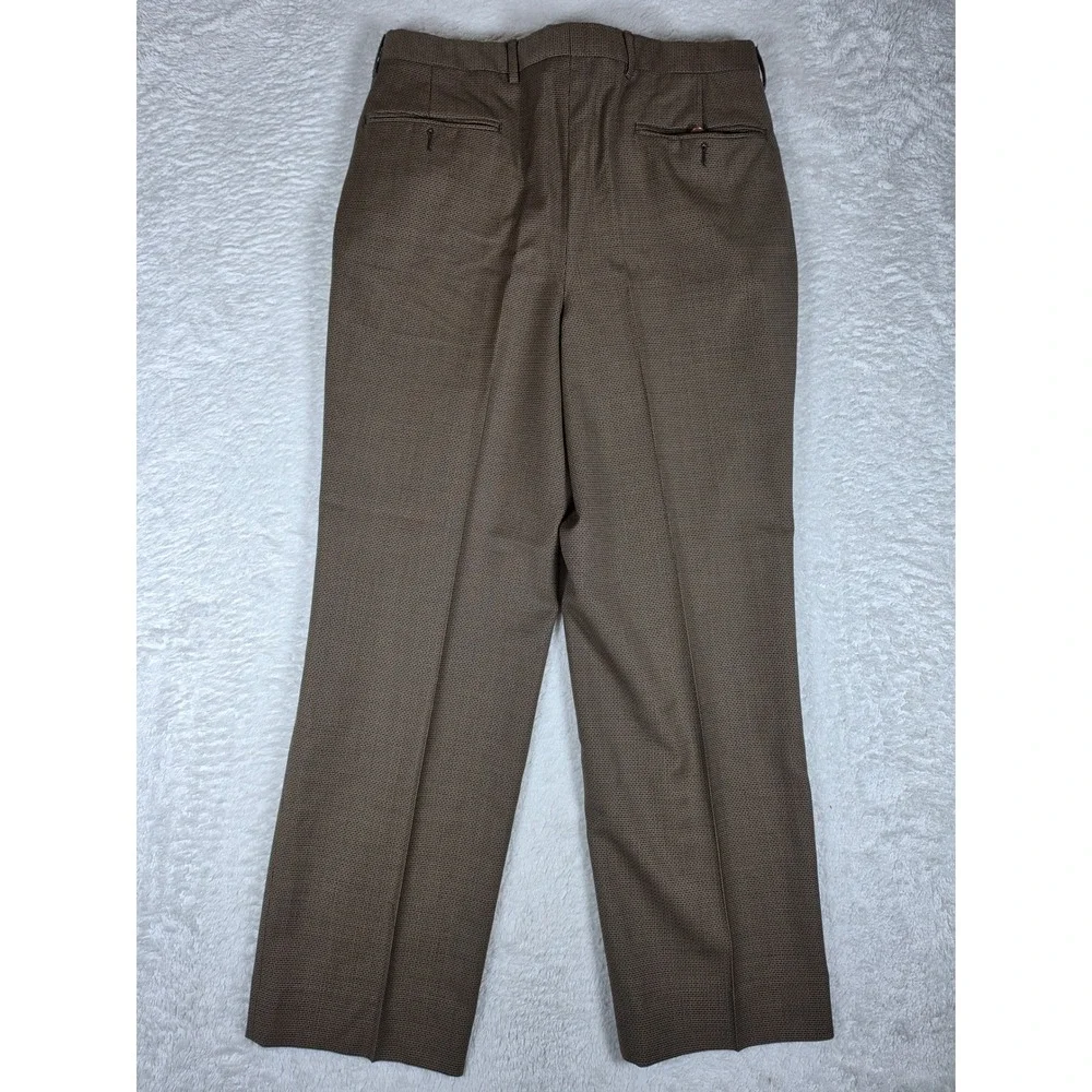 Canali Milano Full Suit Men 48(38) Brown Wool Micro-check 2-Button Pleated 32x29